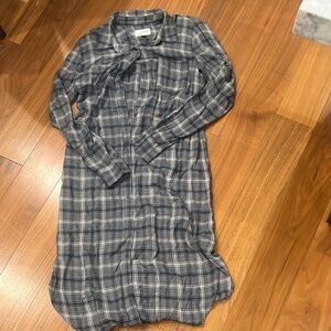 Universal Thread Plaid Midi Dress - Grey, Black and White Fall Button Up